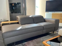 JOOP! Daybeds & Recamieren|Recamiere LR 007 8151 Leder 24 Longru Brown Braun Füße Hochglanz Poliert Inklusive Holzablage Und Tischhocker