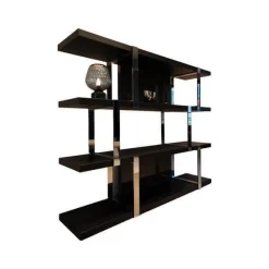 Minotti Regale|Regal Dalton Chrome Eiche Offenporig Schwarz Lackiert Rückwände Dunkelgrau Grau Hochglanz Lackiert