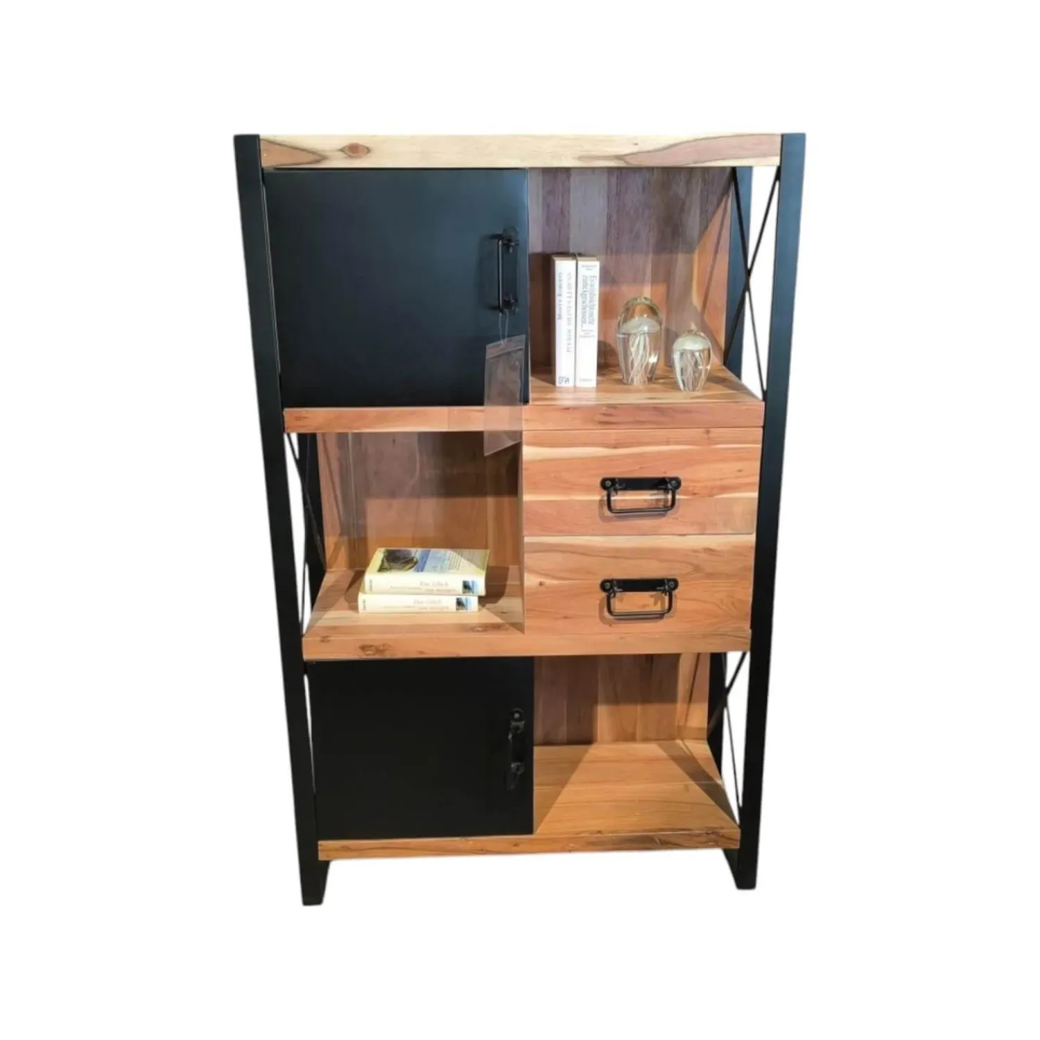 Ludwig Gutmann Regale|Regal Downtown Akazie Massiv Gebeizt Und Lackiert Rahmen Metall Schwarz Lackiert