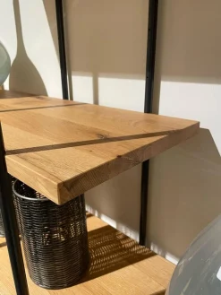 Contur Regale|Regal Mileto Asteiche Massiv Gebürstet Natur Geölt Metall Schwarz