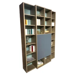 Interlübke Regale|Regal Mit Bar Studimo Korpus Lack Gold Metallic M09 Front Mattglas Optiwhite Graphit T39 Grau Rückwand Lack Seegrün M86 Grün