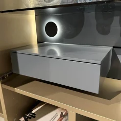 Interlübke Regale|Regal Mit Bar Studimo Korpus Lack Gold Metallic M09 Front Mattglas Optiwhite Graphit T39 Grau Rückwand Lack Seegrün M86 Grün