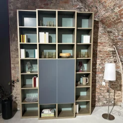 Interlübke Regale|Regal Mit Bar Studimo Korpus Lack Gold Metallic M09 Front Mattglas Optiwhite Graphit T39 Grau Rückwand Lack Seegrün M86 Grün