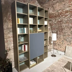 Interlübke Regale|Regal Mit Bar Studimo Korpus Lack Gold Metallic M09 Front Mattglas Optiwhite Graphit T39 Grau Rückwand Lack Seegrün M86 Grün