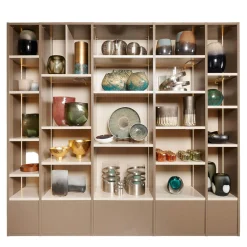 Sudbrock Regale|Regal Sinus Korpus Glattlack Sienna Böden Und Rückwand Glattlack Kaschmir Mit Beleuchtung