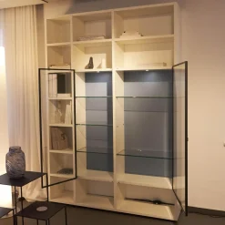 Porro Regale|Regal System Mattlackiert Weiß Türen Aus Iron Glas Transparent Mit Beleuchtung