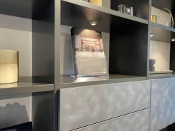 WK Wohnen Regale|Regal WK 420 Viva Glattlack 436 Cosmos Schwarz Front Glattlack 422 Stahl Hell Gebürstet