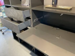 WK Wohnen Regale|Regal WK 420 Viva Glattlack 436 Cosmos Schwarz Front Glattlack 422 Stahl Hell Gebürstet