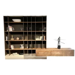 Anrei Wohnwände & Tv-Lowboards|Regalkombination Mit Lowboard Aus Bergfichte Gebürstet Steingrau