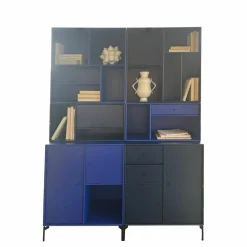 Montana Vitrinen & Highboards|Regalkombination Shadow Lack Monarch Blau inkl. Inneneinteilung