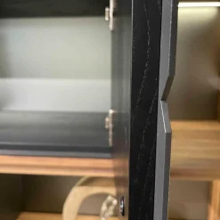 Rodam Regale|Regalkombination Pares in Nussbaum 130 Rückwand Glas deepgrex Metallboxen anthr. inkl Beleuchtung