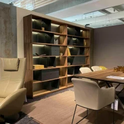 Rodam Regale|Regalkombination Pares in Nussbaum 130 Rückwand Glas deepgrex Metallboxen anthr. inkl Beleuchtung