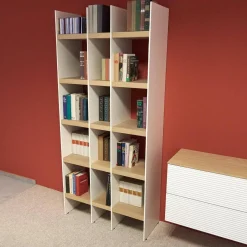 Sudbrock Regale|Regal-Kombination Scala mit Wangen Glattlack Blütenweiß Böden Eiche Milk