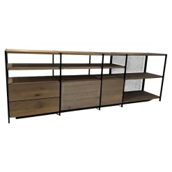 Janua Regale|Regalsystem BC06 RooM68 Holzteile Eiche Massiv Geräuchert Weiß Roheffekt Alustreben Schwarz Eloxiert