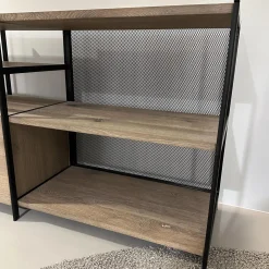 Janua Regale|Regalsystem BC06 RooM68 Holzteile Eiche Massiv Geräuchert Weiß Roheffekt Alustreben Schwarz Eloxiert