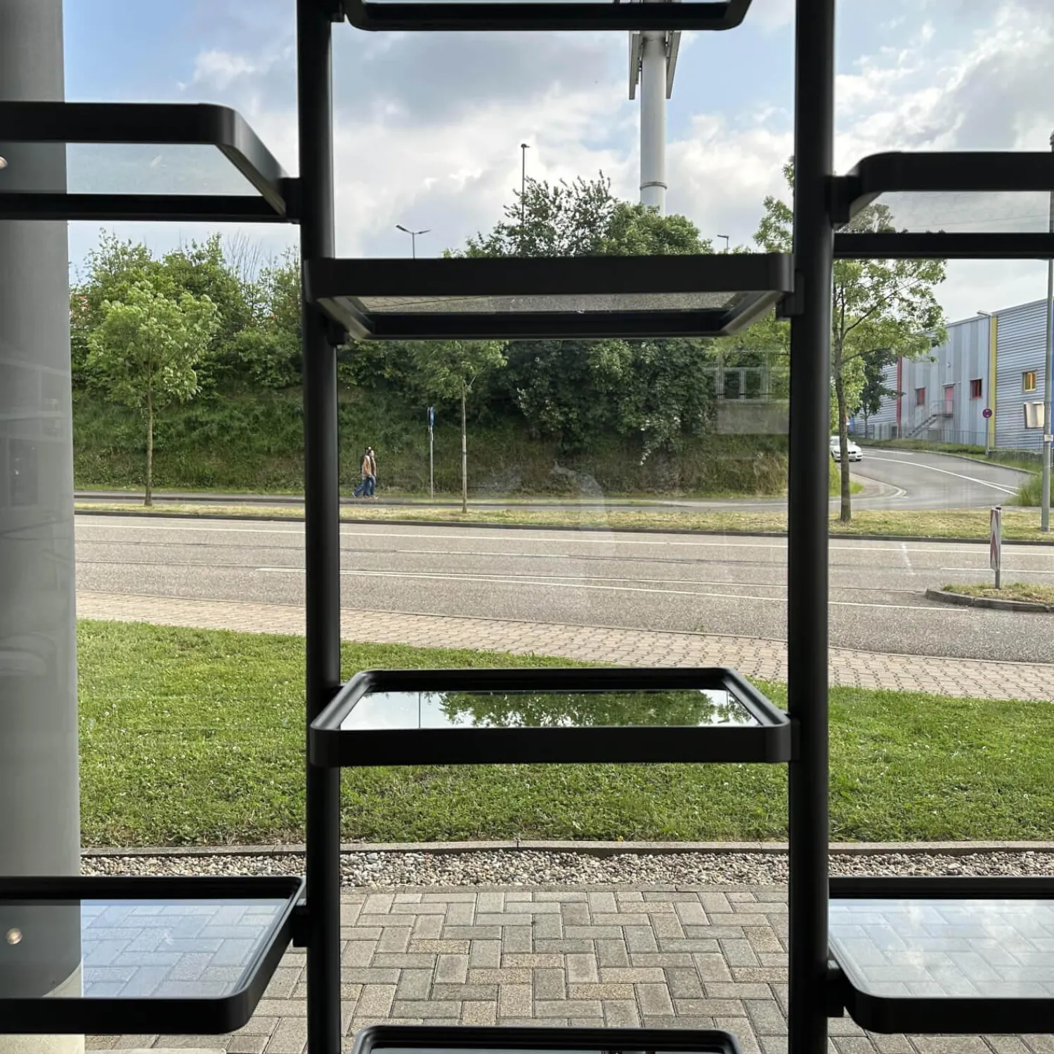 Molteni & C Regale|Regalwand Hector Rauchglas Mit Rahmen Zinnfarben