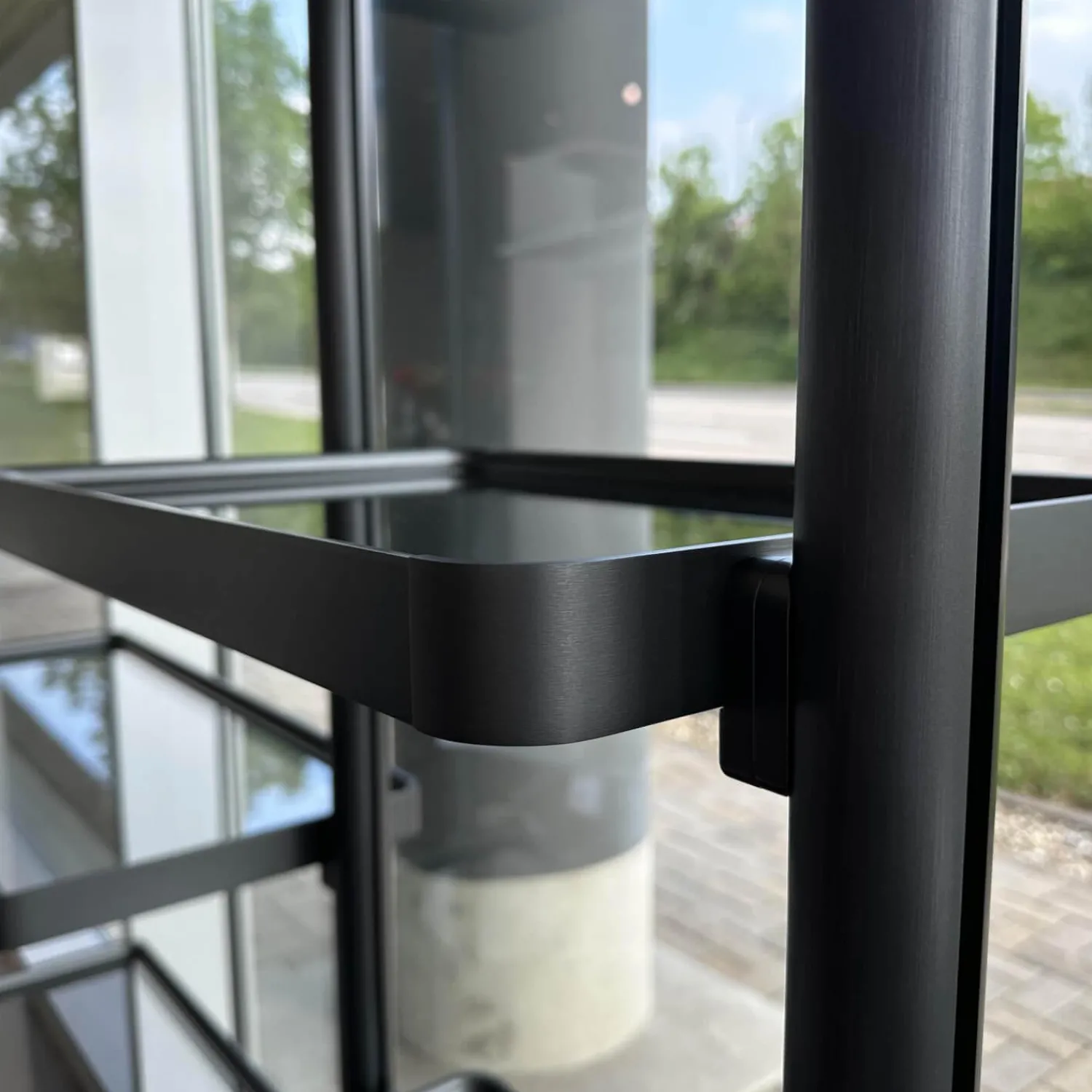 Molteni & C Regale|Regalwand Hector Rauchglas Mit Rahmen Zinnfarben