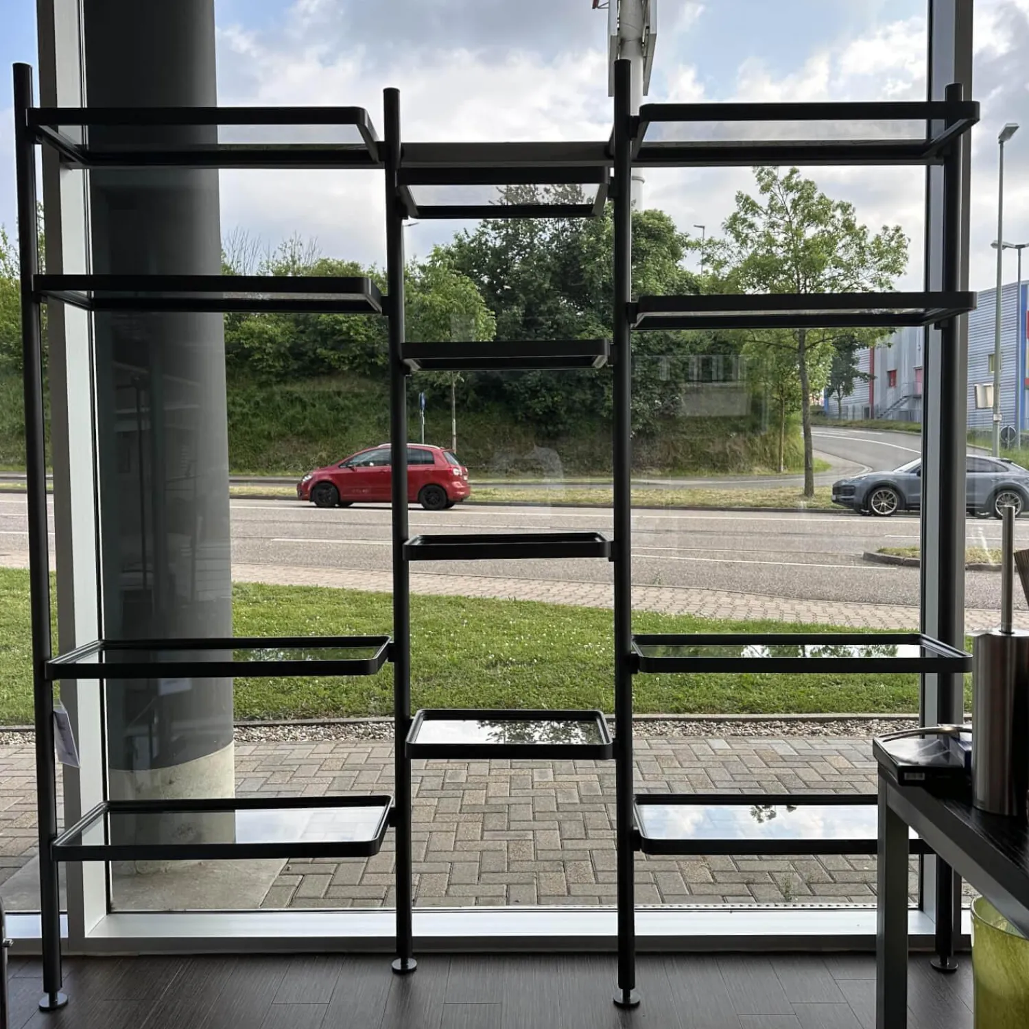 Molteni & C Regale|Regalwand Hector Rauchglas Mit Rahmen Zinnfarben