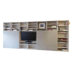 Interlübke Regale|Regalwand Studimo Lack Greige 08 Mattglas Optiwhite