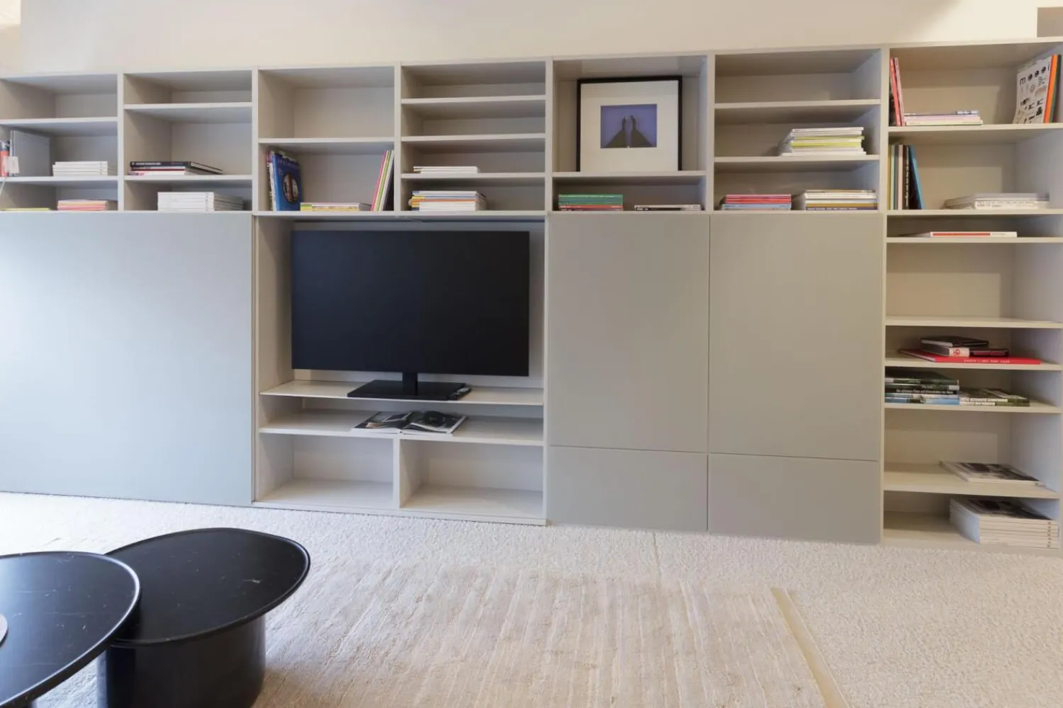 Interlübke Regale|Regalwand Studimo Lack Greige 08 Mattglas Optiwhite