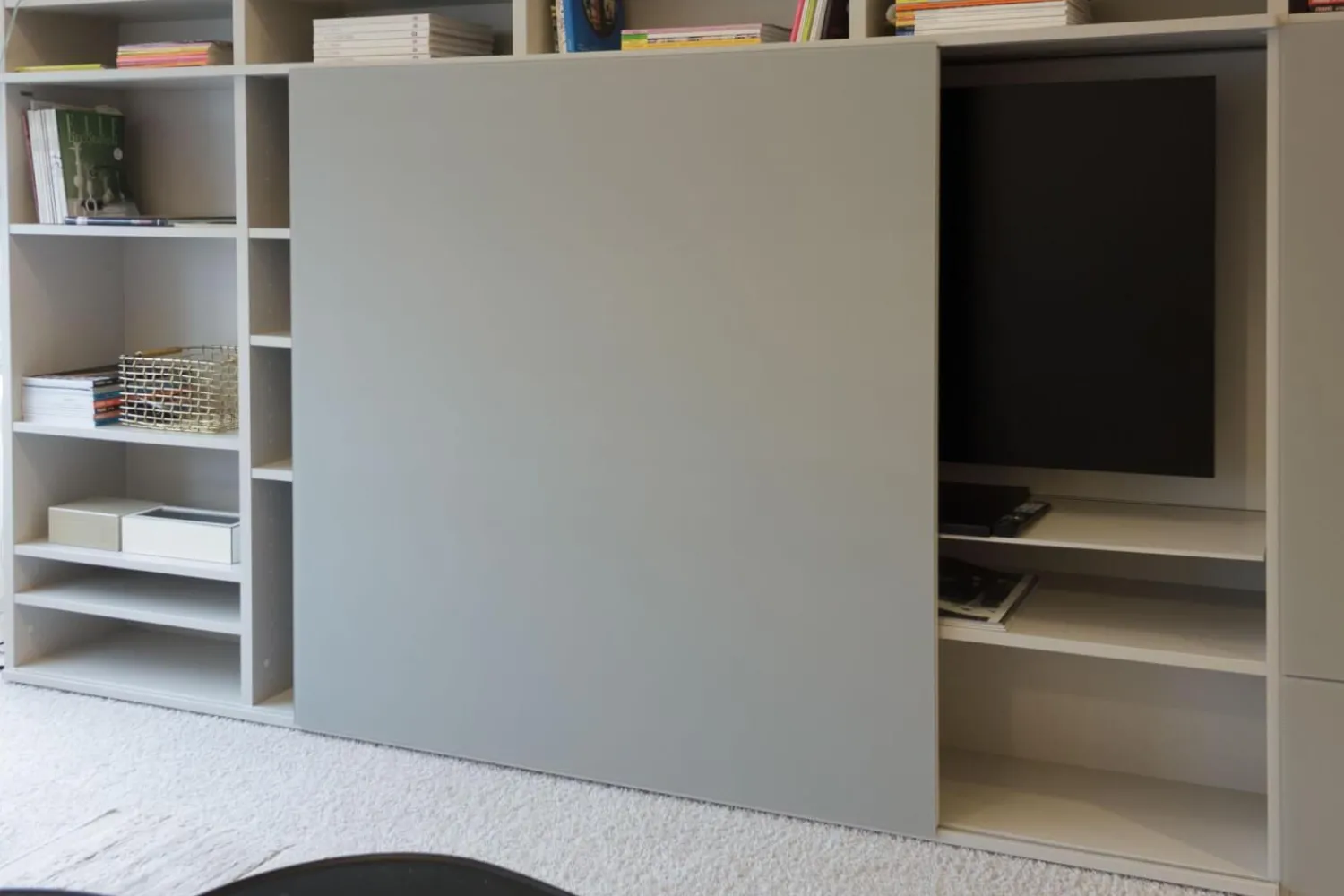 Interlübke Regale|Regalwand Studimo Lack Greige 08 Mattglas Optiwhite