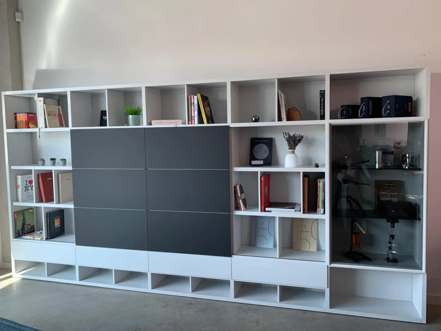 Kettnaker Wohnwände & Tv-Lowboards|Regalwand Vita Breite 390 Mattlack Weiß Fenix Schwarz