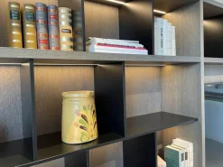 Kettnaker Wohnwände & Tv-Lowboards|Regalwand Vita Eiche Silbergrau Grau Holz Matt Details Schwarz Lack Inklusive Beleuchtung