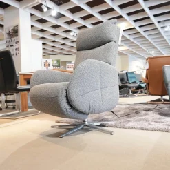 himolla Relaxsessel|Relaxsessel 7803 26 U Stoff 24 Q2 Emotion Vulkan Grau Sternfuß Edelstahloptik Mit Kopfteilverstellung Motorisch