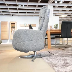 himolla Relaxsessel|Relaxsessel 7803 26 U Stoff 24 Q2 Emotion Vulkan Grau Sternfuß Edelstahloptik Mit Kopfteilverstellung Motorisch