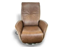 himolla Relaxsessel|Relaxsessel 7928 Easy Swing L Sitzfläche Leder Eleganza Forest Braun Rücken Und Seiten Stoff Salino Schlamm Braun Drehteller Holz Wildeiche