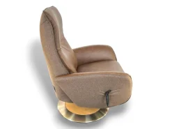 himolla Relaxsessel|Relaxsessel 7928 Easy Swing L Sitzfläche Leder Eleganza Forest Braun Rücken Und Seiten Stoff Salino Schlamm Braun Drehteller Holz Wildeiche