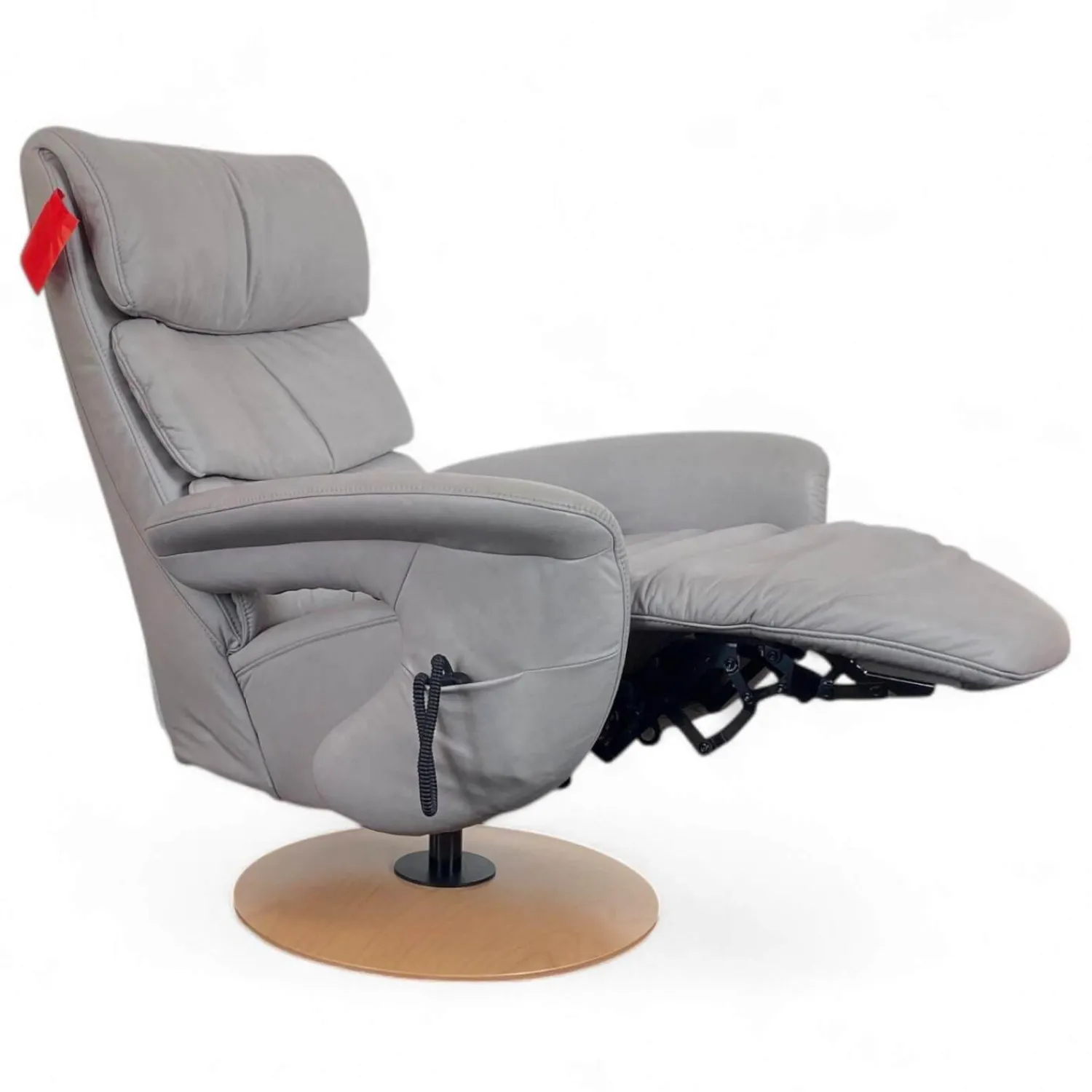 himolla Relaxsessel|Relaxsessel 7428 Easy Swing XL Nappe Leder 22 Soft Asche Grau Holzteller Buche 2 Motorig Mit Aufstehhilfe