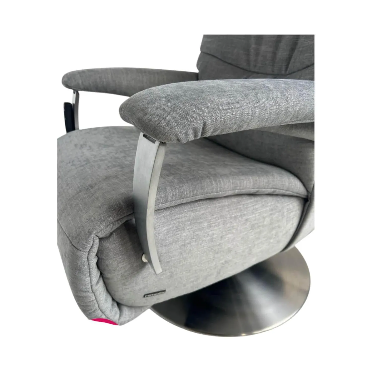 himolla Relaxsessel|Relaxsessel 7050 Easyswing M Stoff Leeds Platin Grau Fuß Teller Edelstahloptik Mit Elektrischer Kopfteilverstellung