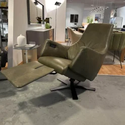 WK Wohnen Relaxsessel|Relaxsessel 683 Haily Lift Up Leder Polo 1102 Grün 5 Stern Fuß Stahl Schwarz Mit Aufstehhilfe