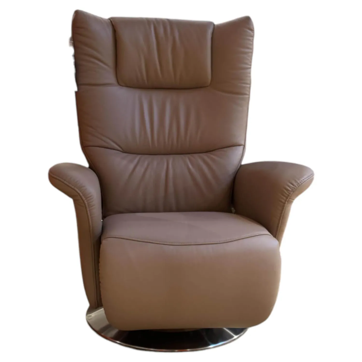 himolla Relaxsessel|Relaxsessel 8006 Leder 24 Sand Beige Tellerfuß Aluminium Inklusive Manueller Rückenlehnen und Fußteilverstellung