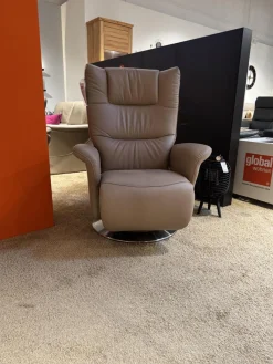 himolla Relaxsessel|Relaxsessel 8006 Leder 24 Sand Beige Tellerfuß Aluminium Inklusive Manueller Rückenlehnen und Fußteilverstellung