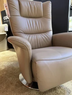 himolla Relaxsessel|Relaxsessel 8006 Leder 24 Sand Beige Tellerfuß Aluminium Inklusive Manueller Rückenlehnen und Fußteilverstellung