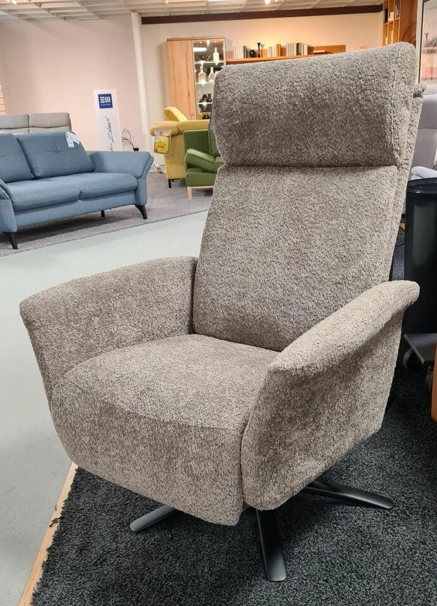 Knudsen Relaxsessel|Relaxsessel 8036 Stoff Tefddy Light Brown Braun mit Massagefunktion