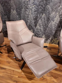 himolla Relaxsessel|Relaxsessel 7911 Type 26U Z60 Außen Stoff Delfin Beige Grau Innen Leder Sofa Nappa Shadow Grau Sternfuß Edelstahloptik Mit Verstellungen 3 Motorisch