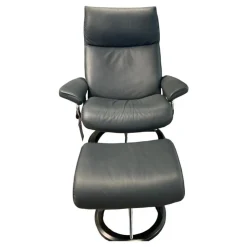 Stressless Relaxsessel|Relaxsessel Aura Leder Paloma Shadow Blue Blau Signature Gestell mit Hocker