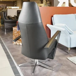 Jori Relaxsessel|Relaxsessel Bolero Mini Leder Schwarz Gestell Silber