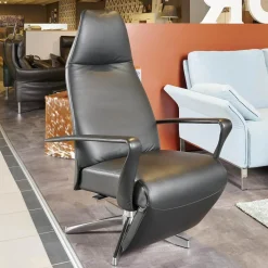 Jori Relaxsessel|Relaxsessel Bolero Mini Leder Schwarz Gestell Silber