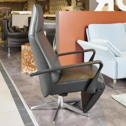 Jori Relaxsessel|Relaxsessel Bolero Mini Leder Schwarz Gestell Silber