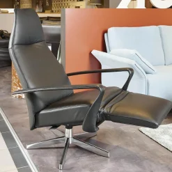 Jori Relaxsessel|Relaxsessel Bolero Mini Leder Schwarz Gestell Silber