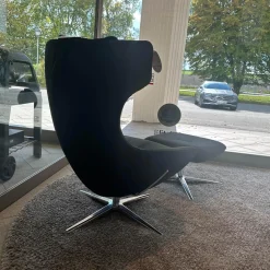 Leolux Relaxsessel|Relaxsessel Caruzzo Leder Danza 100 Phantom Anthrazit Fuß Pure 4 Strahlig Aluminium Poliert Mit Hocker