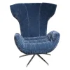 Bretz Relaxsessel|Relaxsessel Cassia A156 Stoff 64 1984 Happy Velvet Powder Grey Blau Fuß Aluminium Poliert