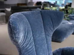 Bretz Relaxsessel|Relaxsessel Cassia A156 Stoff 64 1984 Happy Velvet Powder Grey Blau Fuß Aluminium Poliert