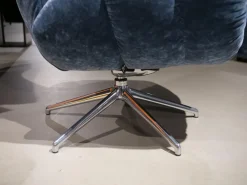 Bretz Relaxsessel|Relaxsessel Cassia A156 Stoff 64 1984 Happy Velvet Powder Grey Blau Fuß Aluminium Poliert