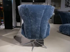 Bretz Relaxsessel|Relaxsessel Cassia A156 Stoff 64 1984 Happy Velvet Powder Grey Blau Fuß Aluminium Poliert