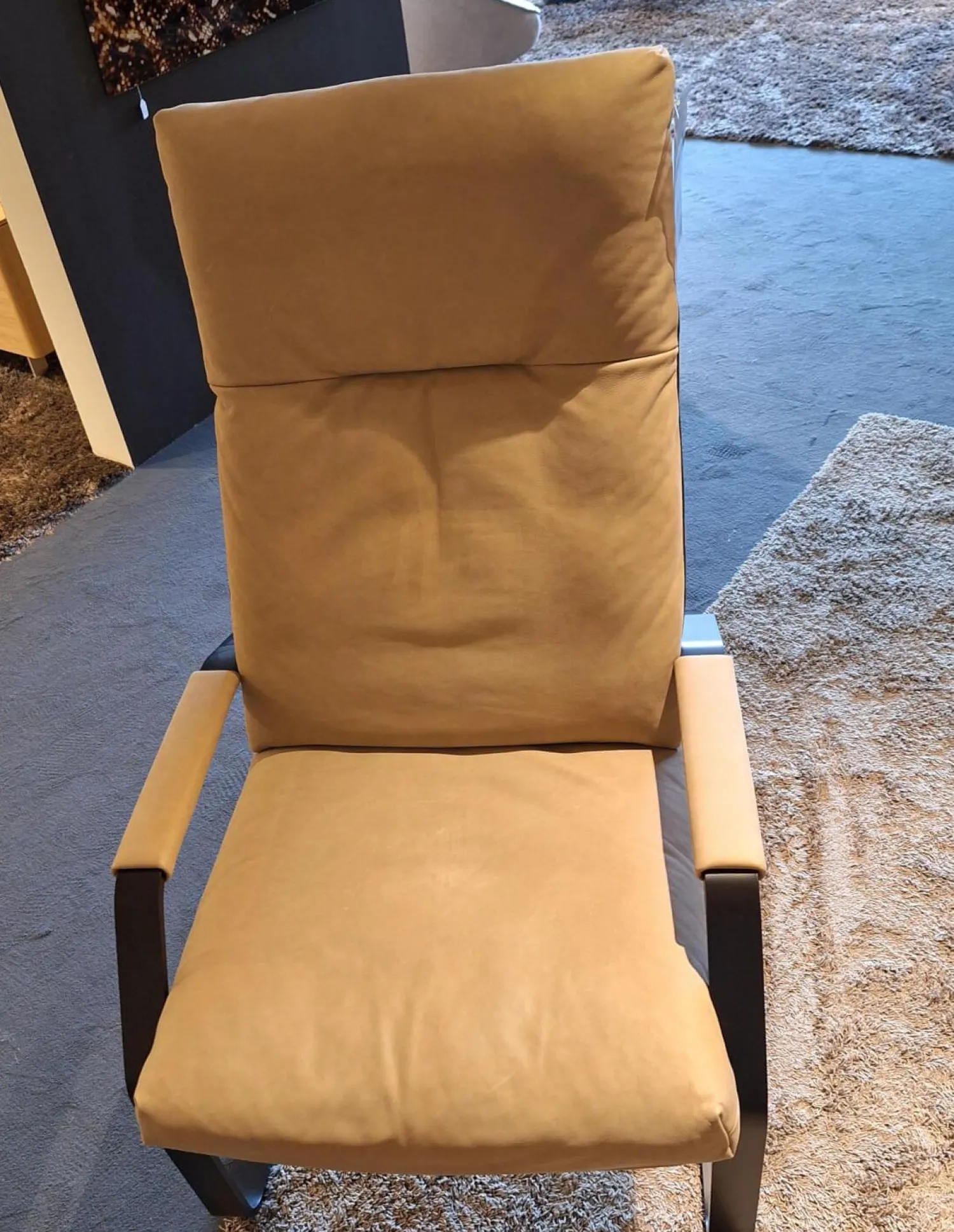 Erpo Relaxsessel|Relaxsessel Classics 263 Leder M Lavagrau Gestell Schwarz mit Hocker